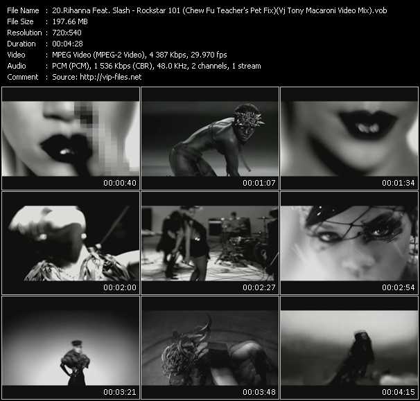 Rihanna Feat. Slash video ”Rockstar 101 (Chew Fu Teacher's Pet Fix)(Vj Tony Macaroni Video Mix)” from dvd ”Screenplay VJ-Pro Club Vision July 2010” 
