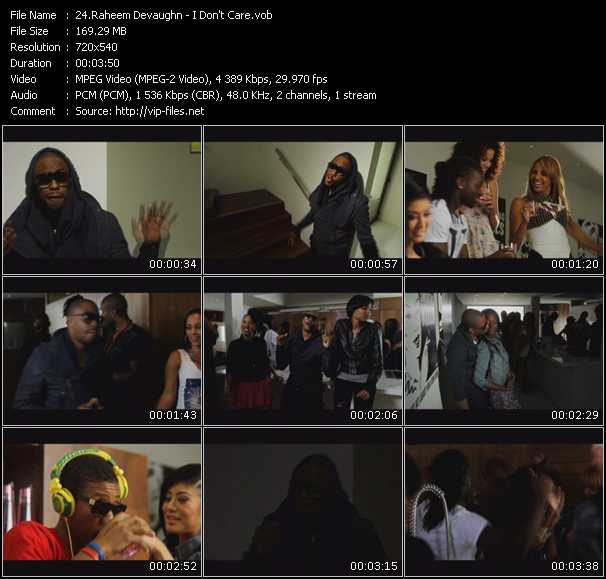 Raheem Devaughn video ”I Don't Care” from dvd ”Screenplay VJ-Pro Hits Vision June 2010” 