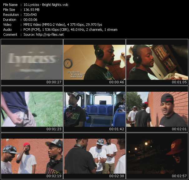 Lyriciss video ”Bright Nights” from dvd ”Screenplay VJ-Pro Urban Vision August 2010” 