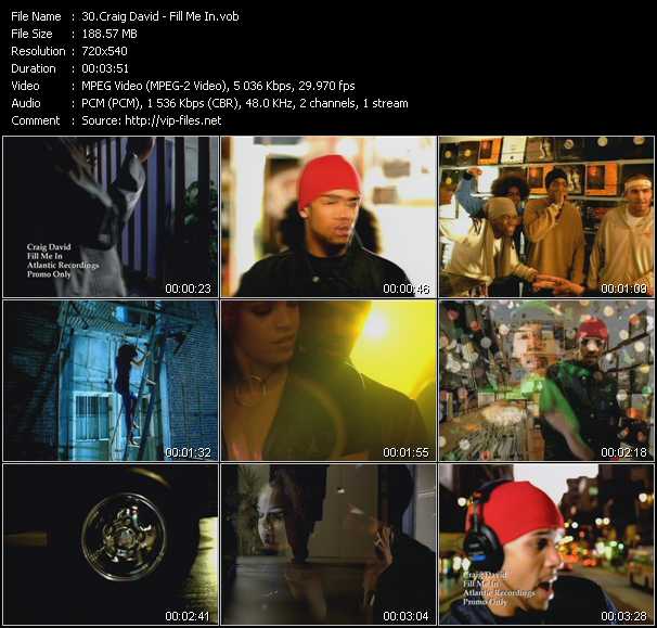 Craig David video ”Fill Me In” from dvd ”Promo Only Canada Hot Video Classics. Best Of 2001 Vol.1” 