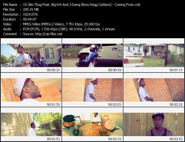 Slim Thug Feat. Big Krit And J-Dawg (Boss Hogg Outlawz) video ”Coming From” from dvd ”Vip-Express Videos May 2011 Vol.2” 