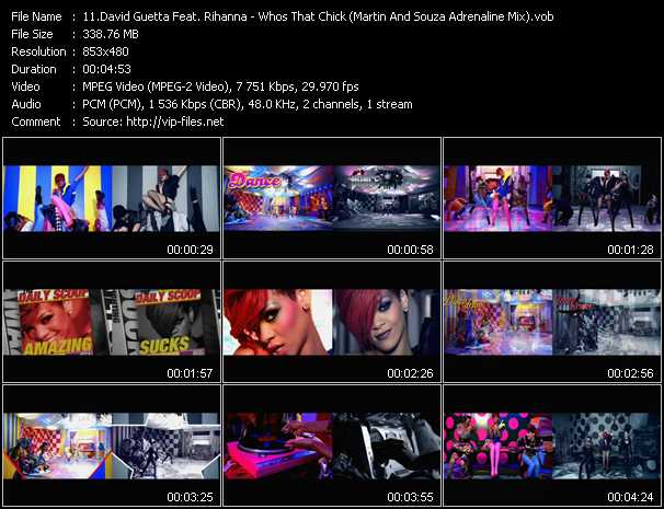 David Guetta Feat. Rihanna video ”Whos That Chick (Martin And Souza Adrenaline Mix)” from dvd ”DTVideos Club Remixes Vol.16” 
