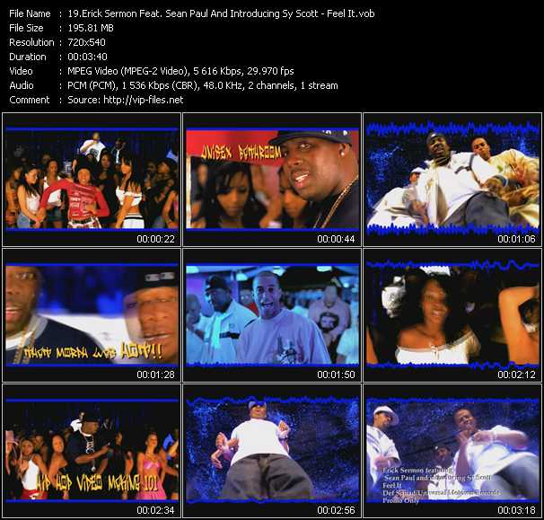 Erick Sermon Feat. Sean Paul And Introducing Sy Scott video ”Feel It” from dvd ”Promo Only Canada Hot Video August 2004” 