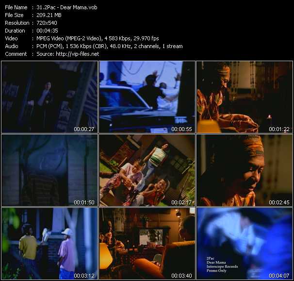 2Pac video ”Dear Mama” from dvd ”Promo Only Hot Video Classics Best Of 1995 Vol.1” 