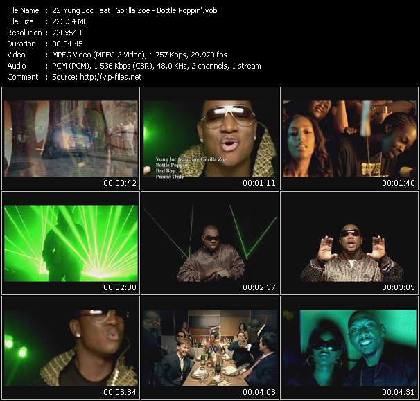 Yung Joc Feat. Gorilla Zoe video ”Bottle Poppin'” from dvd ”Hot Video February 2008”